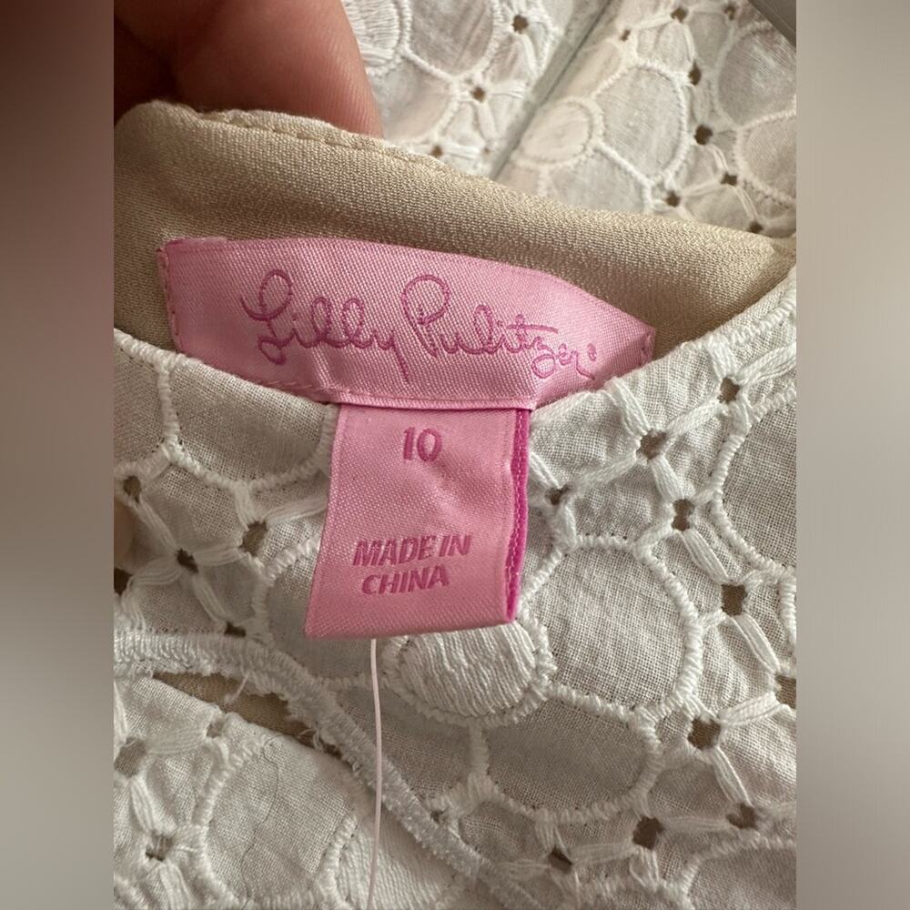 NWT Lilly Pulitzer White Brenton Dress Size 10 White Eyelet Beach Summer - Picture 6 of 8